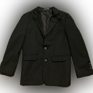 Chaps Boys Black Pinstripe Two-Button Blazer/Suit Jacket Size 10